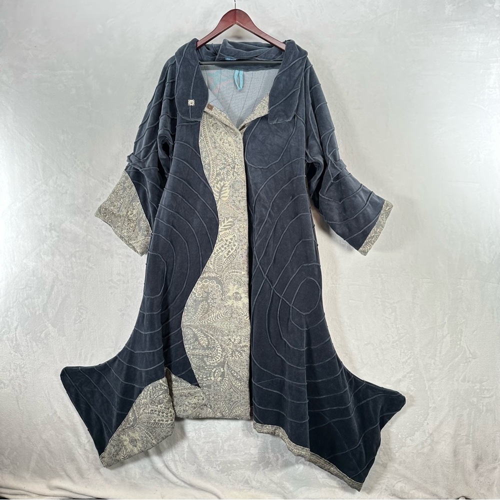 Aiste Anaite Jacket Women OS Blue Velour Asymmetric Art To Wear Long Avant Garde